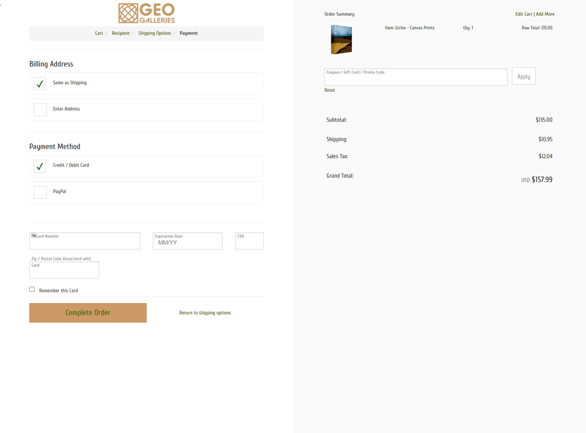 Clean, secure online checkout interface
