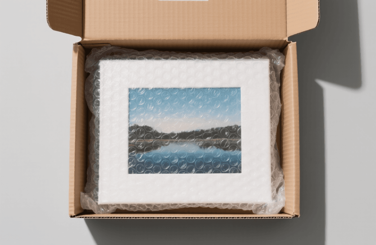 Professional packaging of fine art prints in a lab